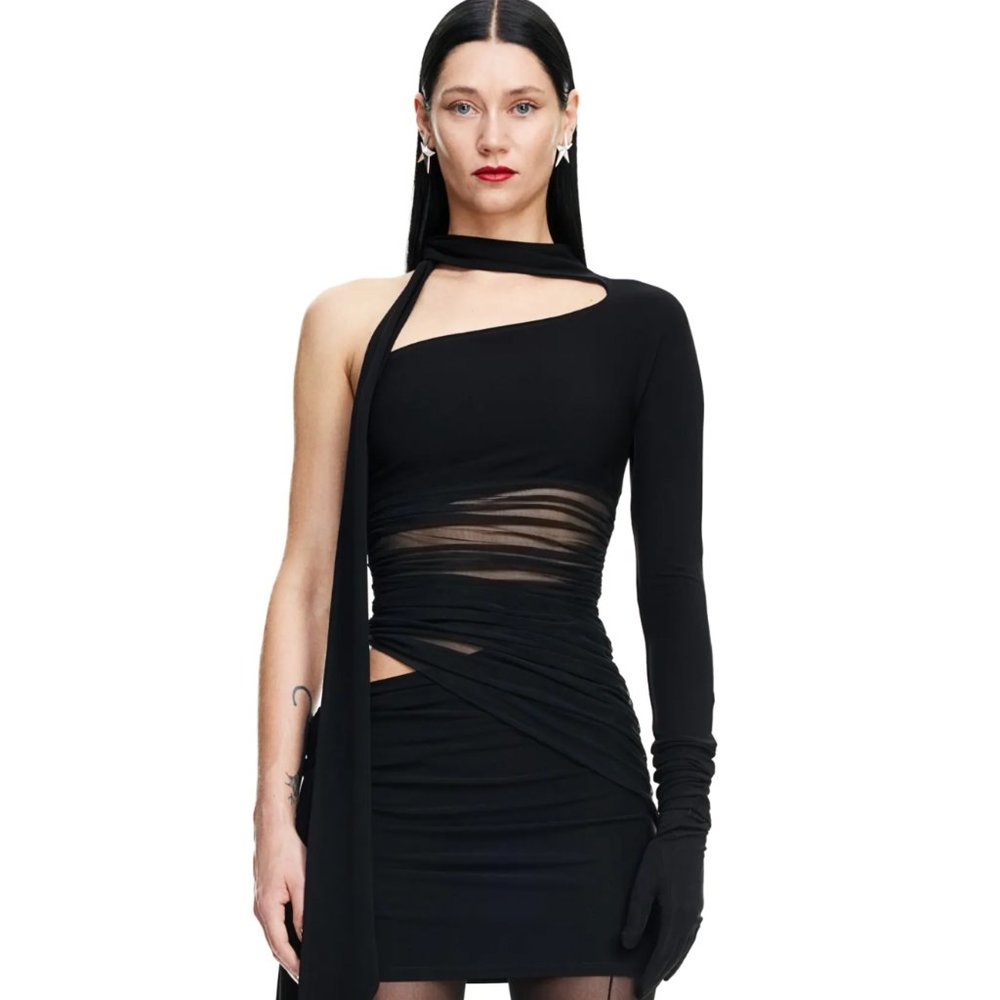 Mugler x H&M Knot-detail One-shoulder Dress Black (Never Worn)